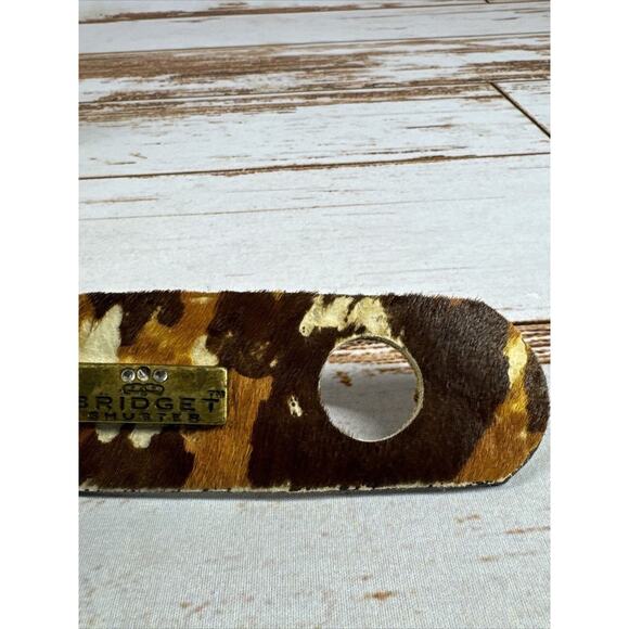 Bridget Shuster Cowhide Wide Brown Belt – Fleur‑de‑Lis Heart, Brass, Rhinestones - Picture 5 of 7